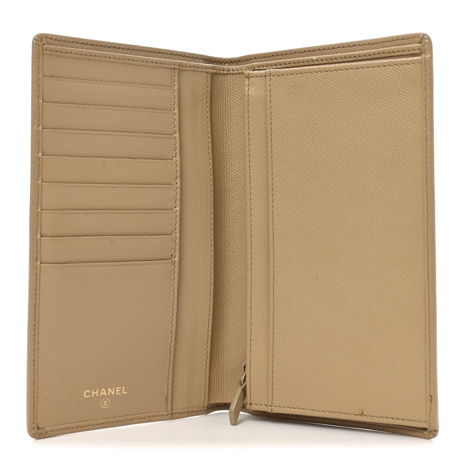Chanel Grained Calfskin CC Button Yen Wallet Beige 5 of 8
