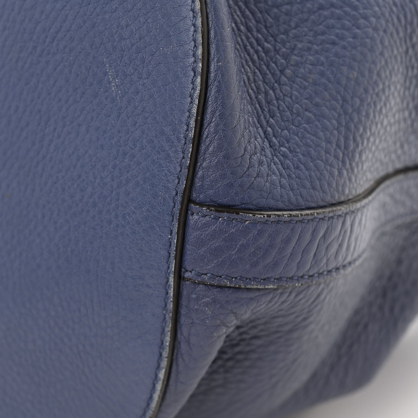 Pebbled Calfskin Miss Bamboo Bucket Bag Blue