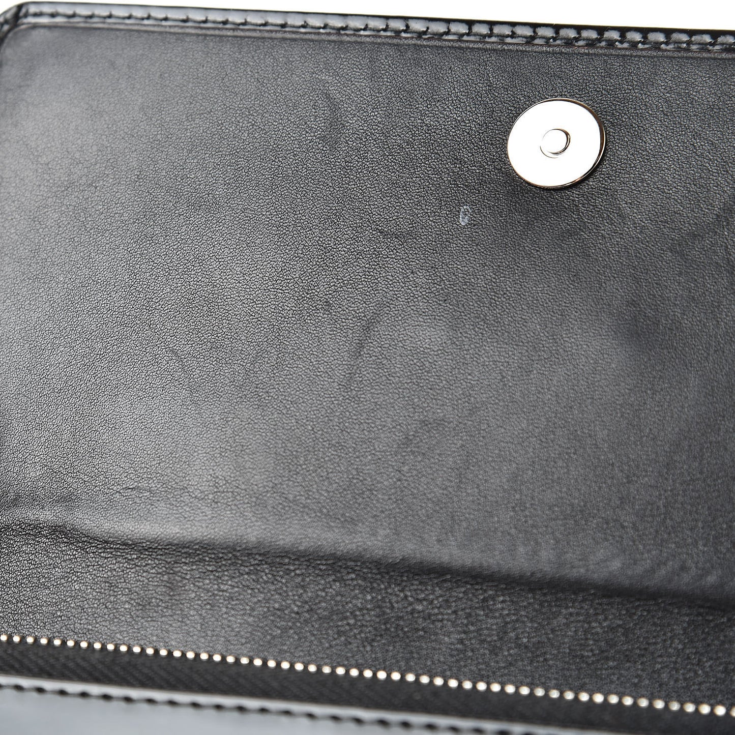 Laminated Calfskin Giant 12 Silver Hardware Money Wallet Black
