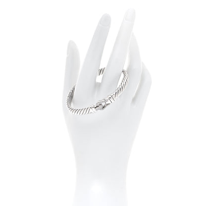 David Yurman Sterling Silver Diamond 7mm Cable Buckle Bracelet 2 of 6