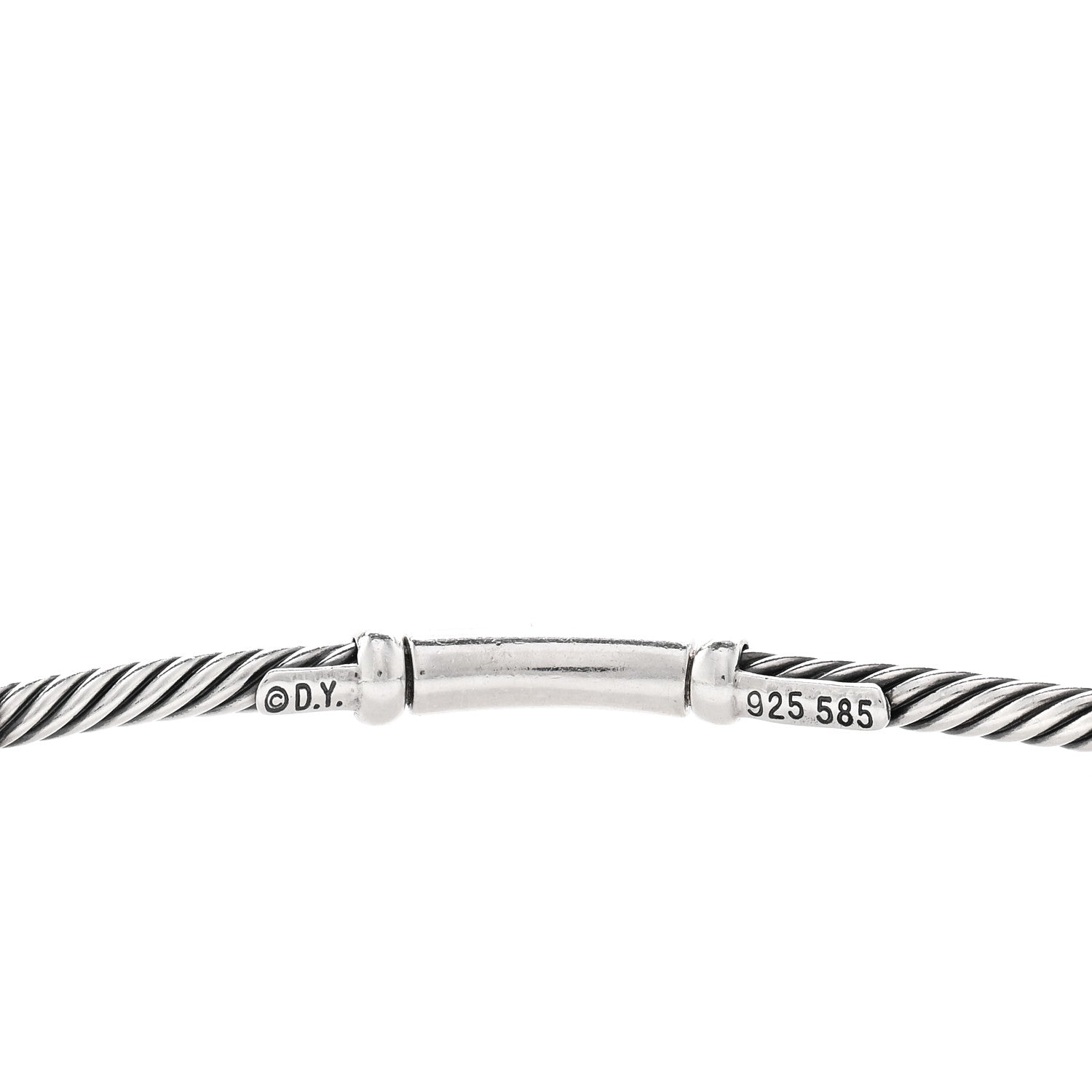 David Yurman Sterling Silver 14K Yellow Gold Blue Topaz Hampton Cable Choker Necklace 5 of 5