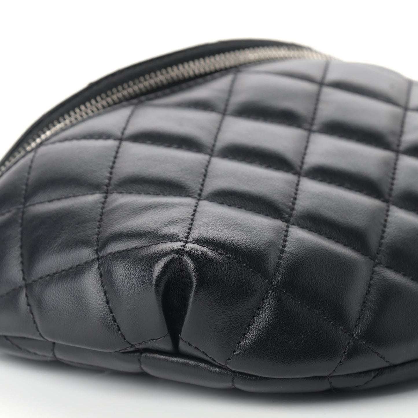 Lambskin Quilted Waist Belt Bag Black