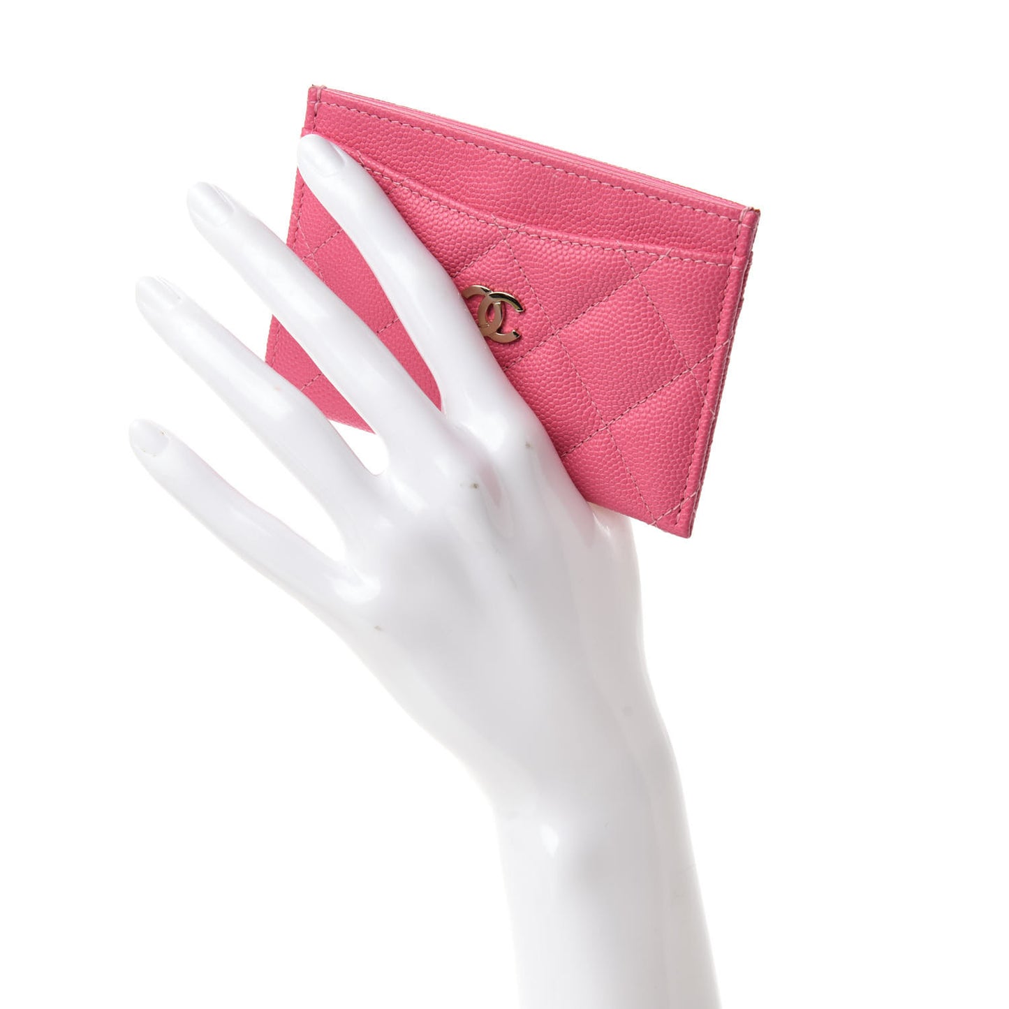 Caviar Quilted Card Holder Pink