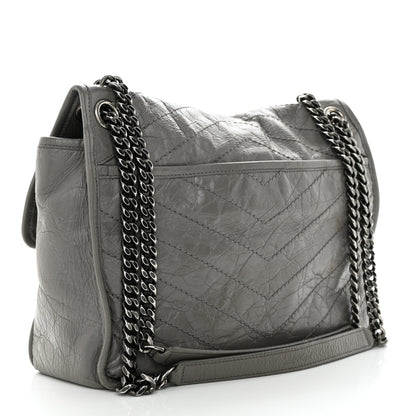 Saint Laurent Crinkled Calfskin Matelasse Monogram Medium Niki Chain Satchel Fog 2 of 11