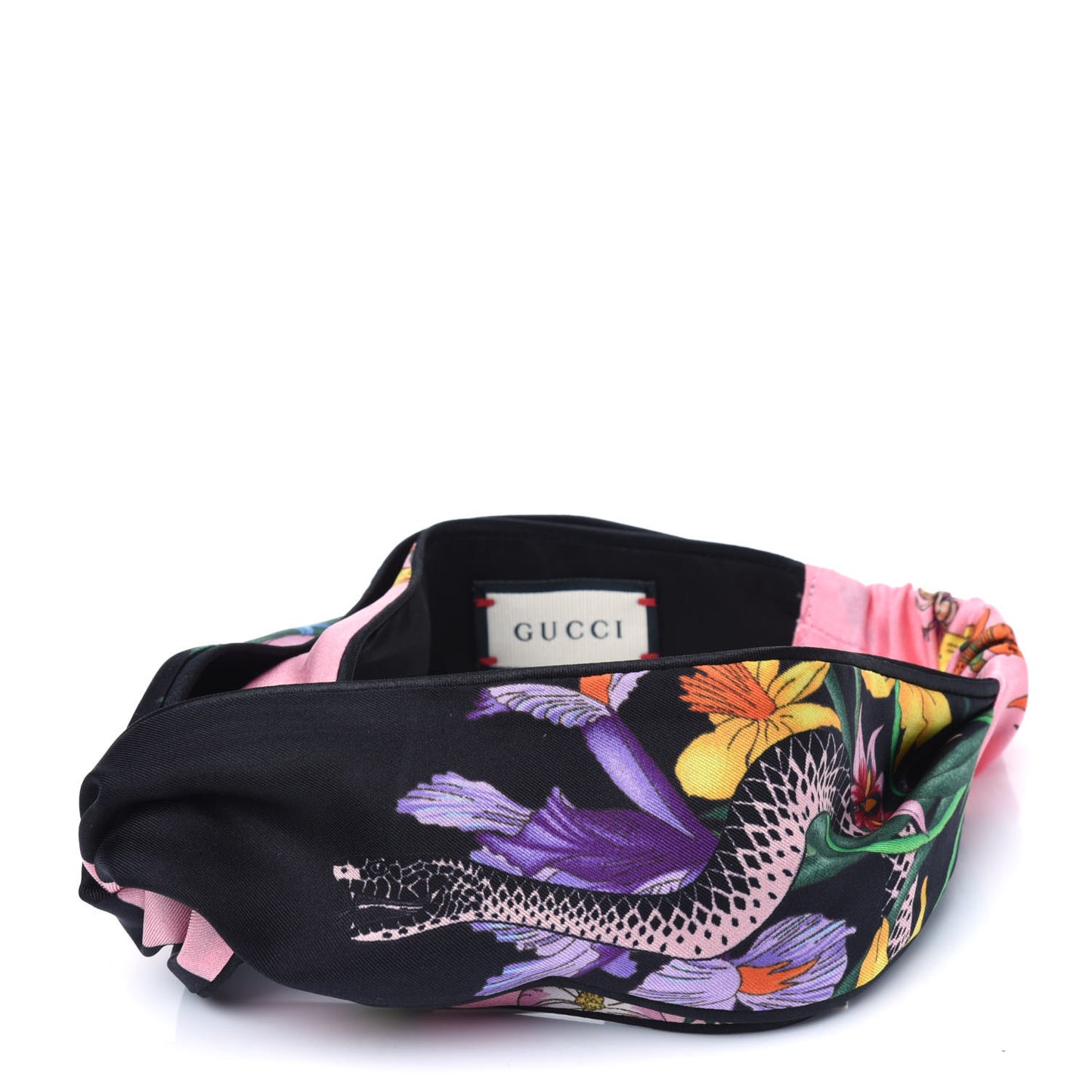 Silk Floral Snake Print Headband Black