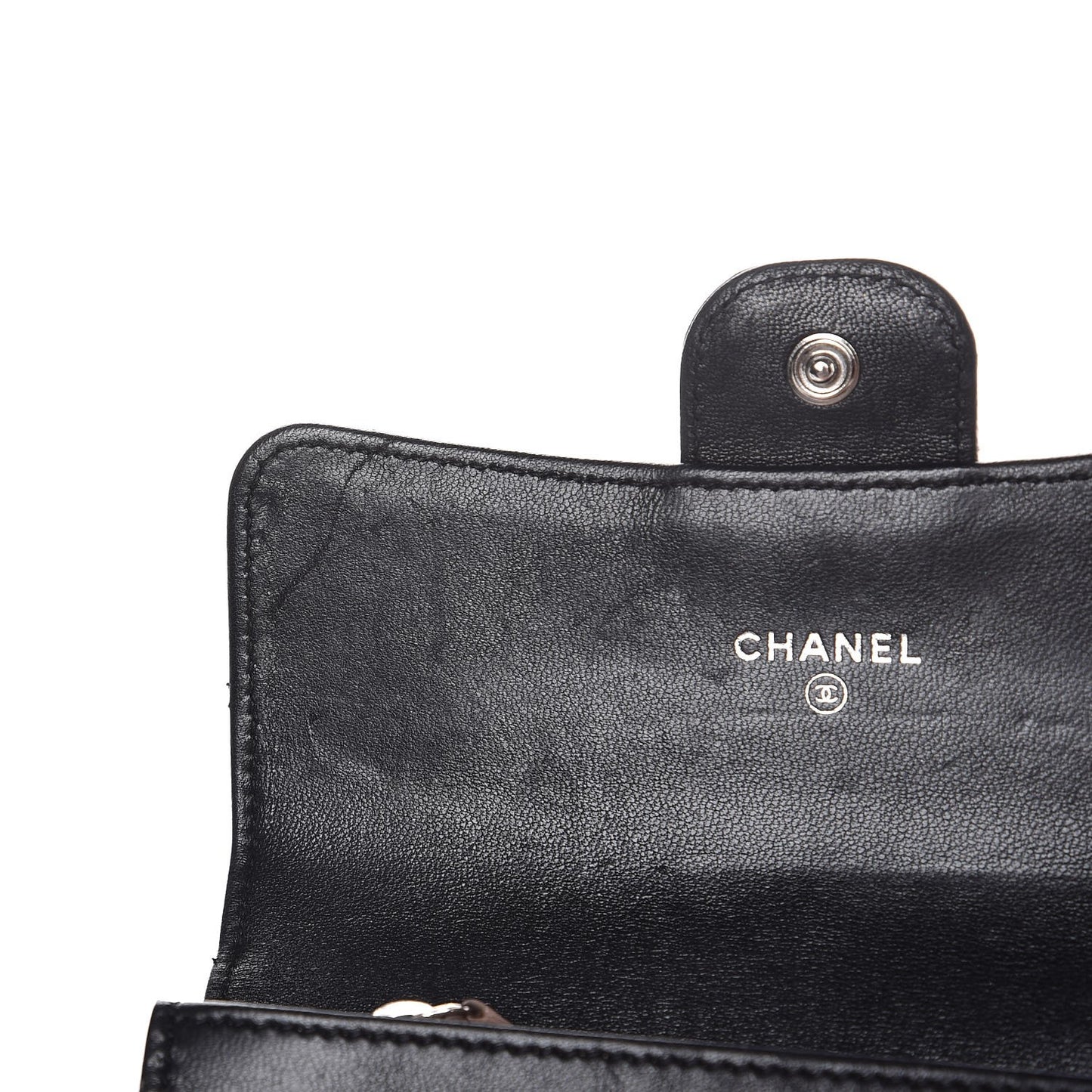Lambskin Quilted Small Flap Wallet Black