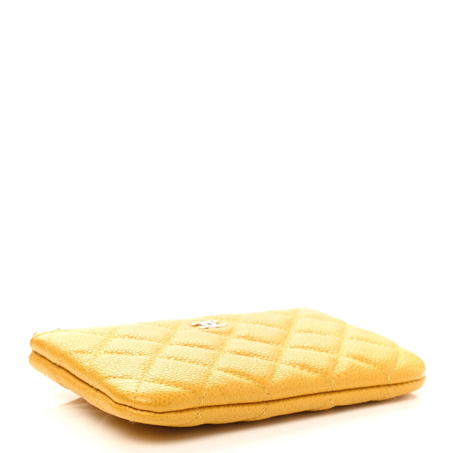 Caviar Quilted Small Cosmetic Case Yellow