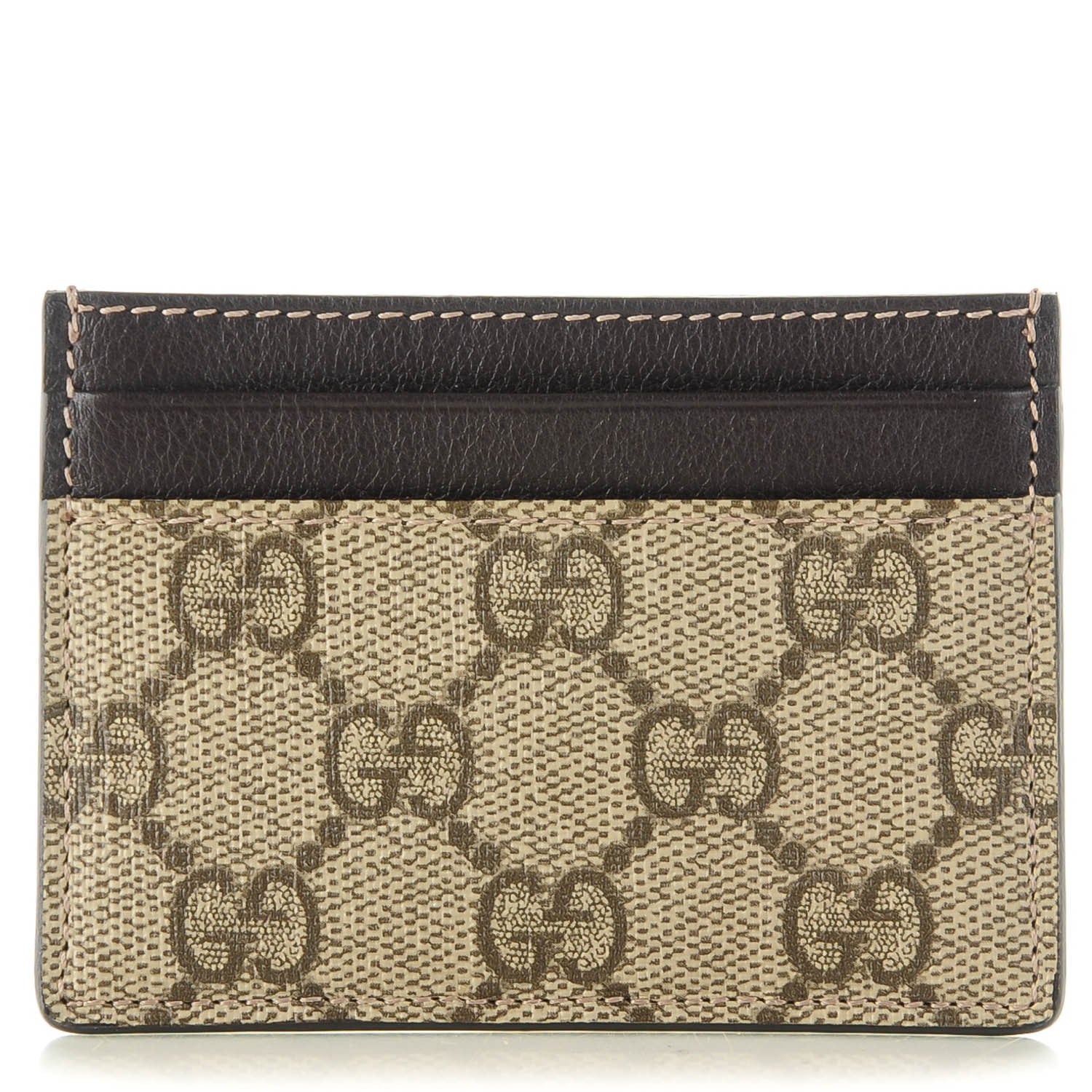 Gucci GG Supreme Monogram Card Holder Dark Brown 1 of 6