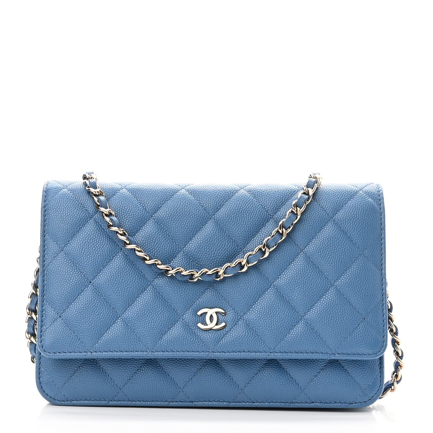 Caviar Quilted Wallet On Chain WOC Blue