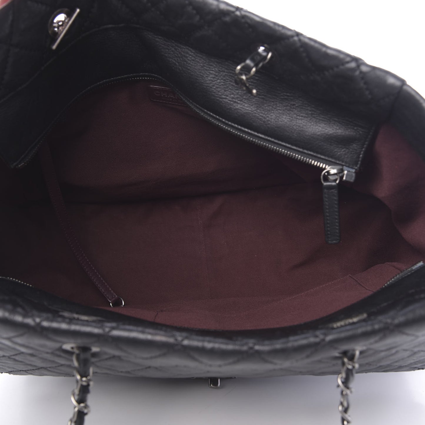 Crumpled Lambskin Quilted Large Tote Black