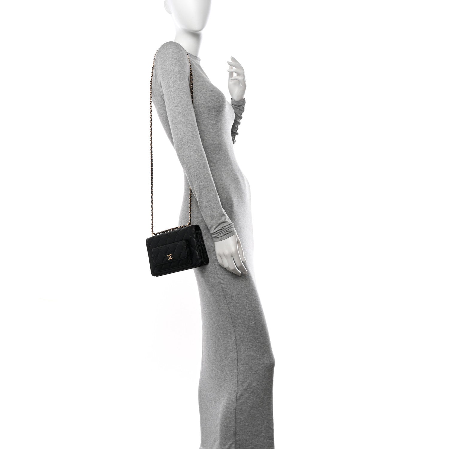 Chanel Caviar Quilted Pocket Clutch With Chain WOC Black 2 of 13