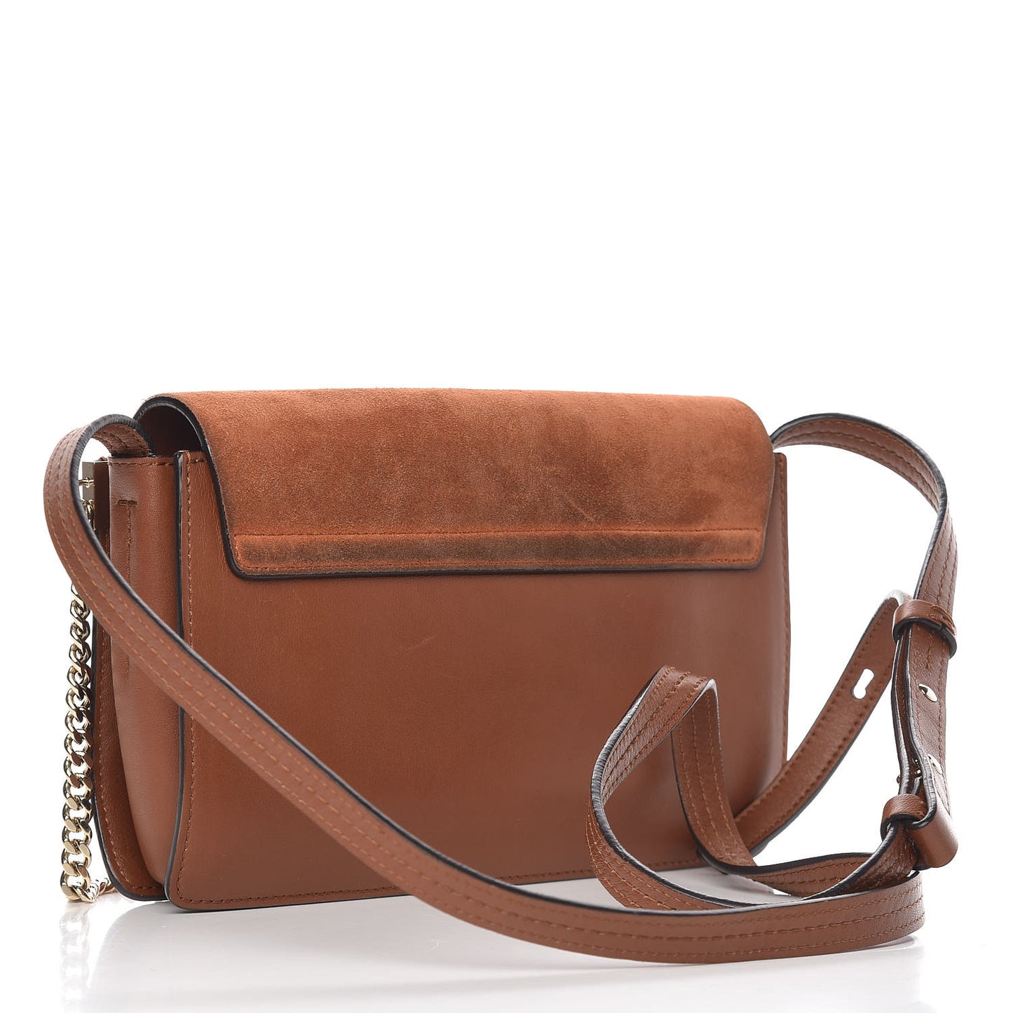 Suede Calfskin Small Faye Shoulder Bag Tobacco