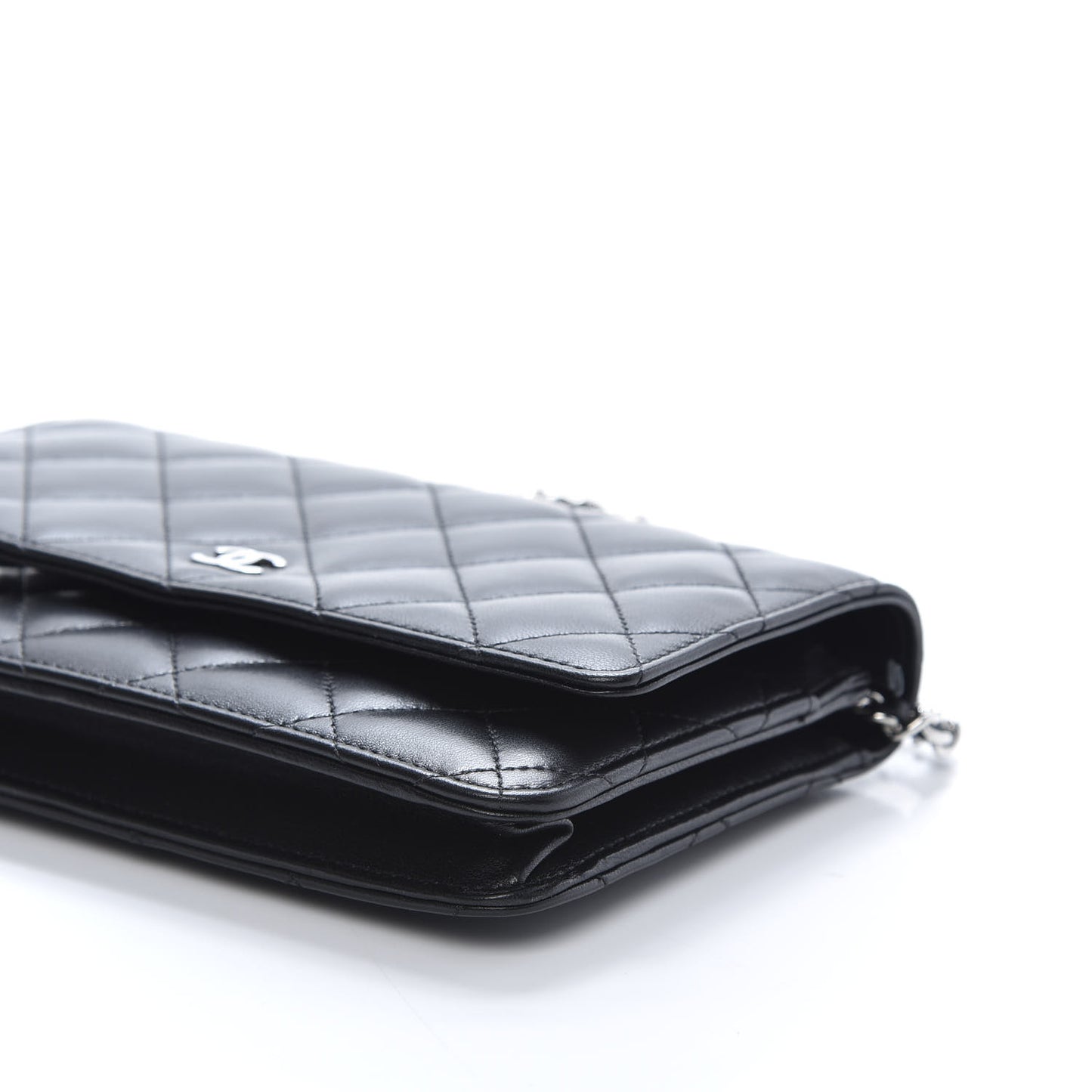Lambskin Quilted Wallet On Chain WOC Black