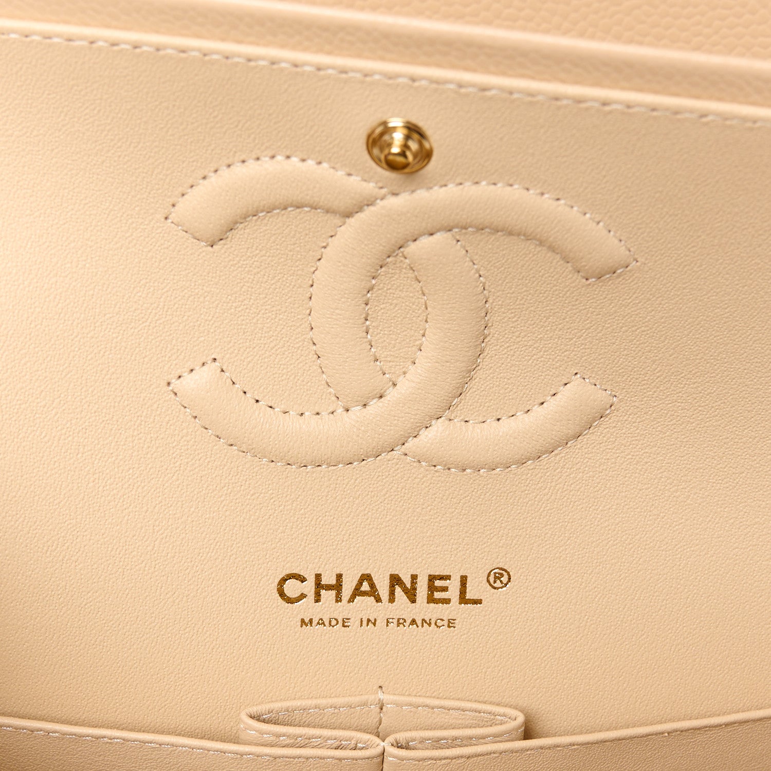 Chanel Caviar Quilted Medium Double Flap Beige 6 of 12