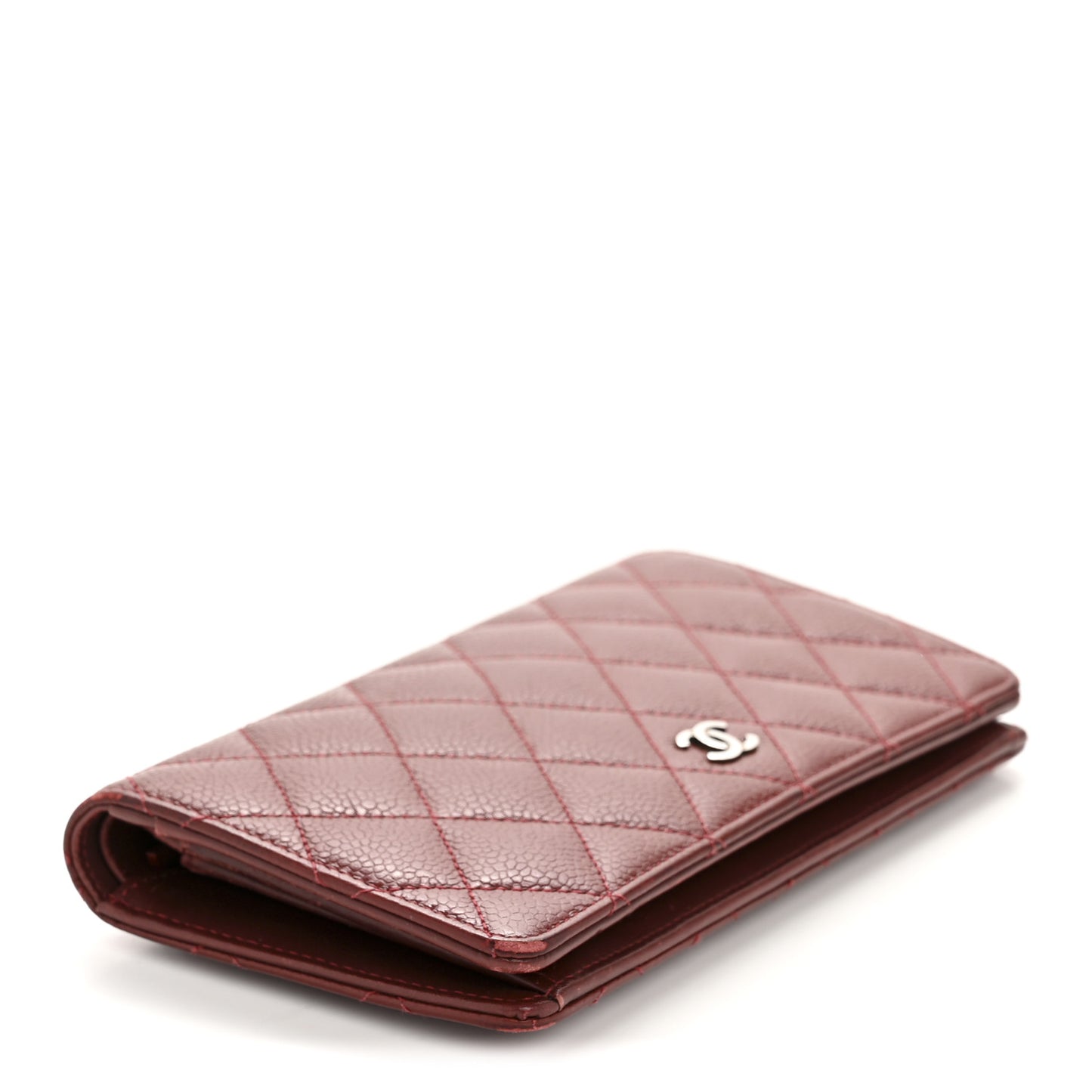 Caviar Quilted Yen Wallet Dark Red