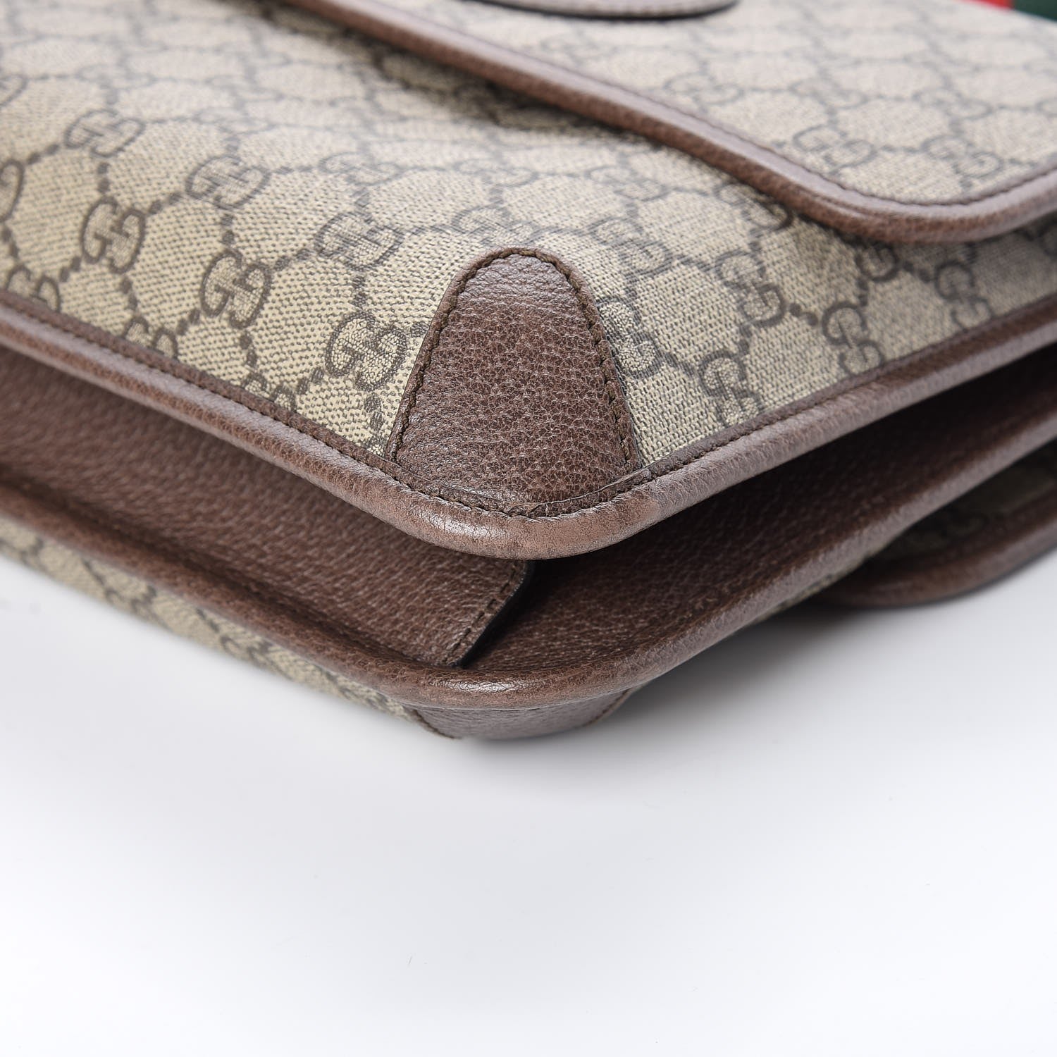 Gucci GG Supreme Monogram Web Neo Vintage Double Flap Messenger Bag Beige New Acero 11 of 15
