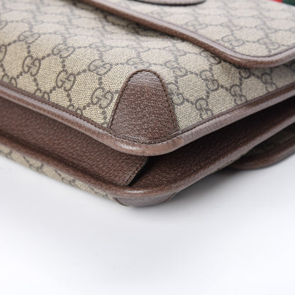 Gucci GG Supreme Monogram Web Neo Vintage Double Flap Messenger Bag Beige New Acero 11 of 15