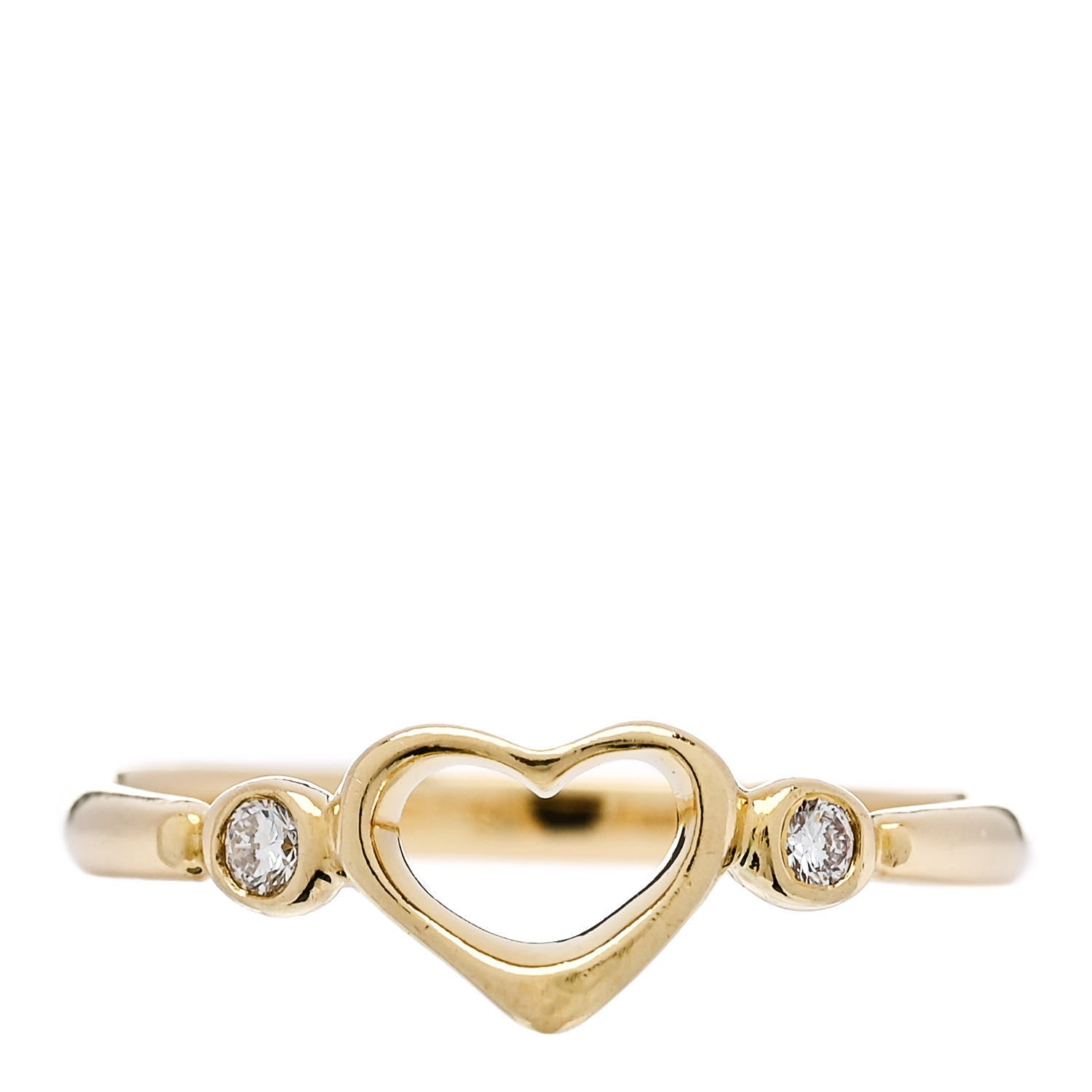 Tiffany 18K Yellow Gold Diamond Mini Elsa Peretti Open Heart Ring 53 6.25 1 of 5