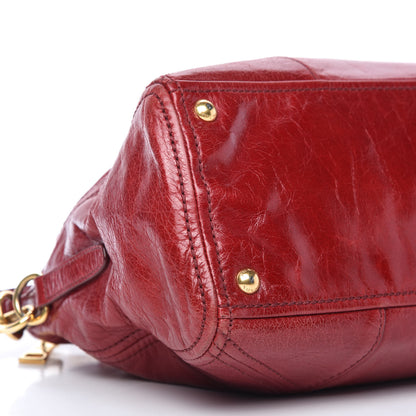 Prada Vitello Shine Shopping Satchel Rosso 6 of 10