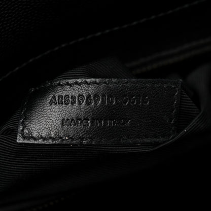 Saint Laurent Grain De Poudre Textured Mixed Matelasse Large Triquilt Monogram Monochrome Satchel Black 7 of 12