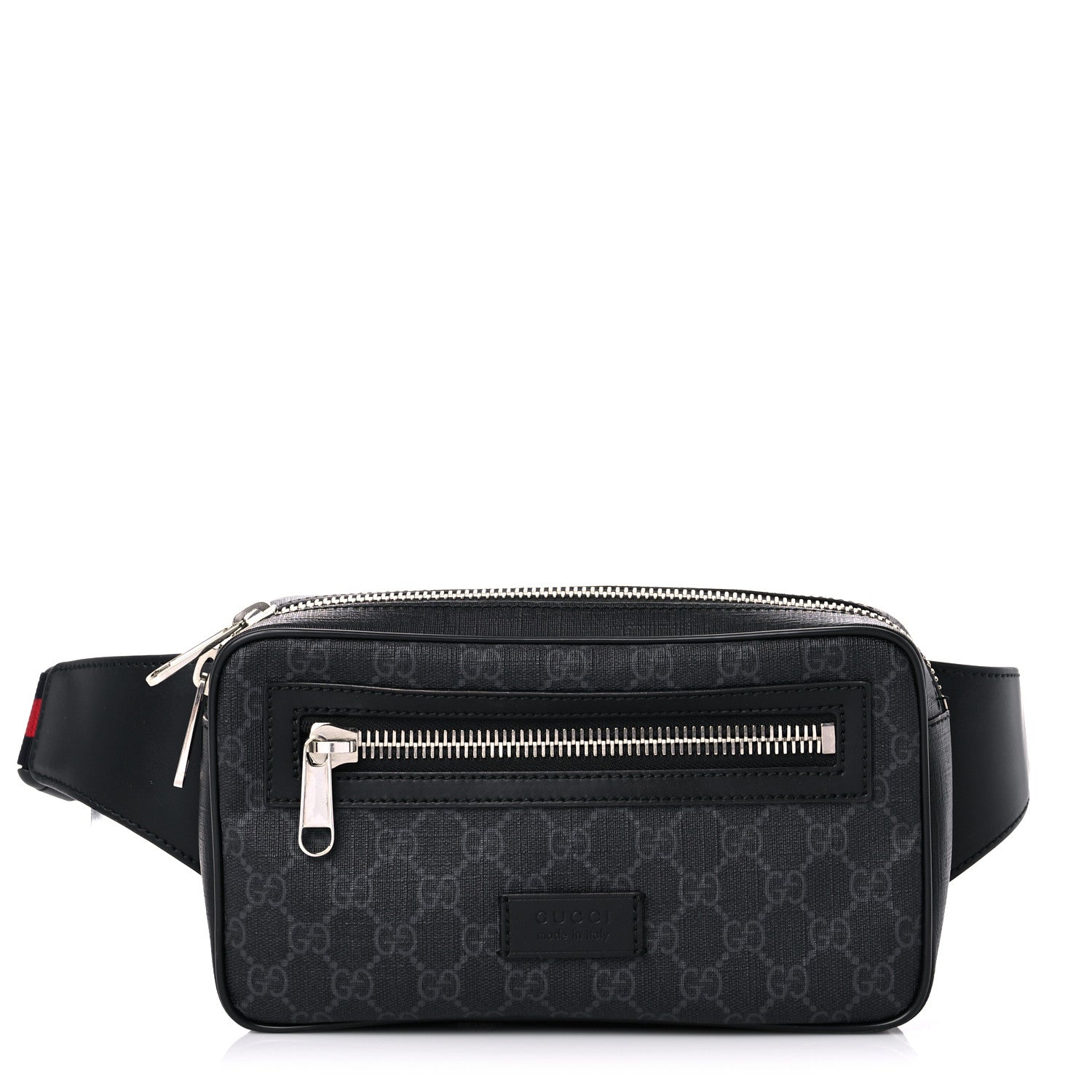 Gucci Soft GG Supreme Monogram Web Belt Bag Black Grey 1 of 13