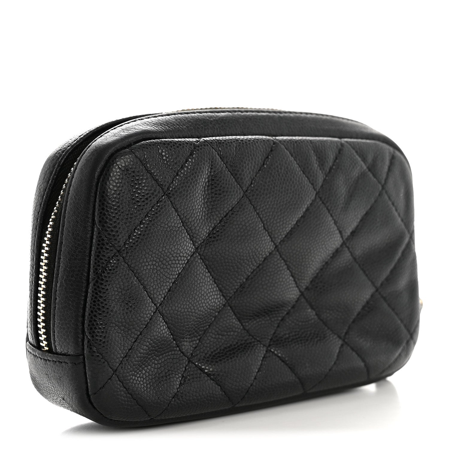 Chanel Caviar Quilted Small Curvy Pouch Cosmetic Case Black 3 of 7