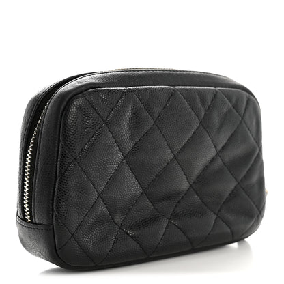 Chanel Caviar Quilted Small Curvy Pouch Cosmetic Case Black 3 of 7