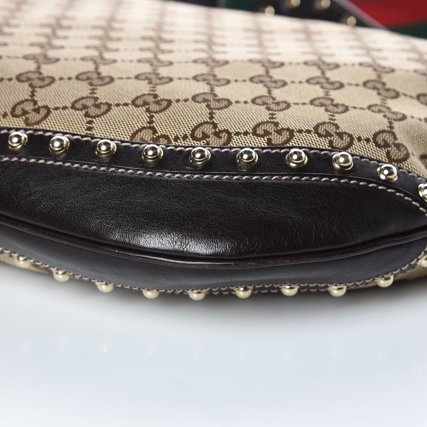 Gucci Monogram Web Pelham Studded Shoulder Bag Brown 6 of 10