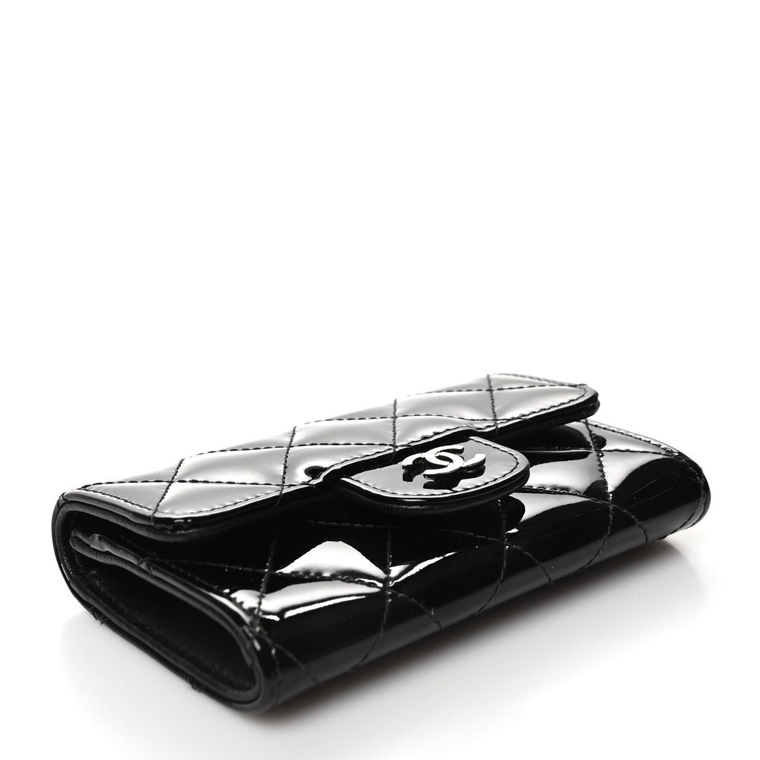Chanel Patent Quilted Flap Card Holder Black 4 of 9