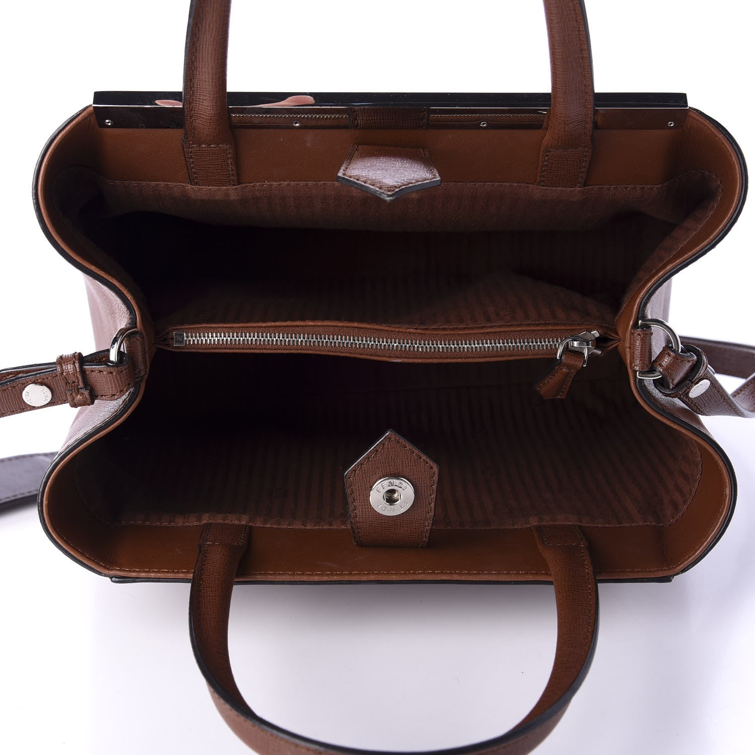 Fendi Vitello Elite Petite 2Jours Tote Walnut 6 of 11