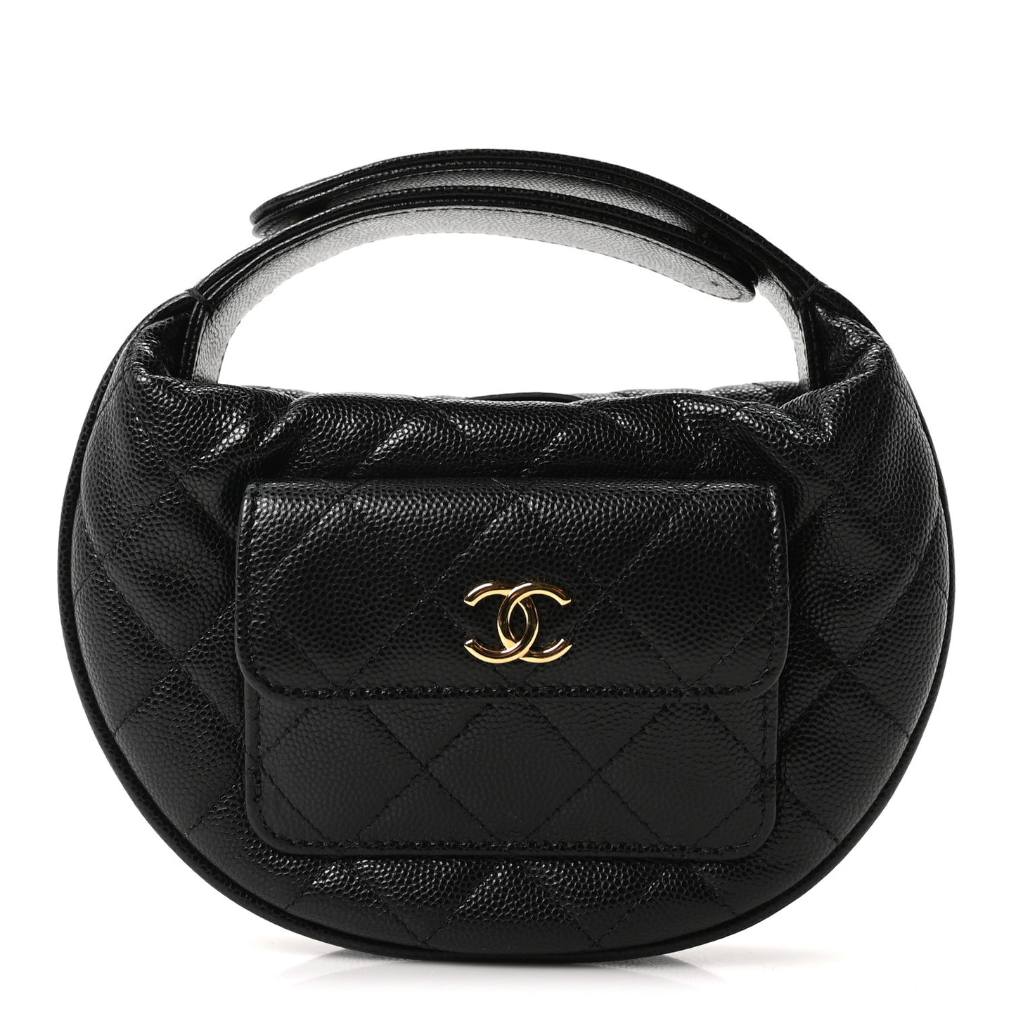 Caviar Quilted Polly Pocket Pouch Hobo Black