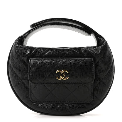 Chanel Caviar Quilted Polly Pocket Pouch Hobo Black 1 of 10