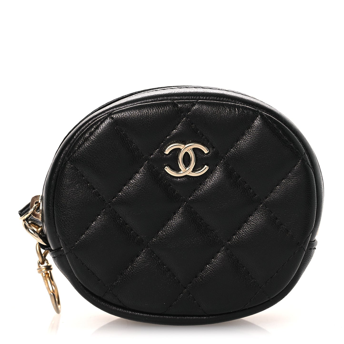 Lambskin Quilted Zip Around Classic Coin Purse Black