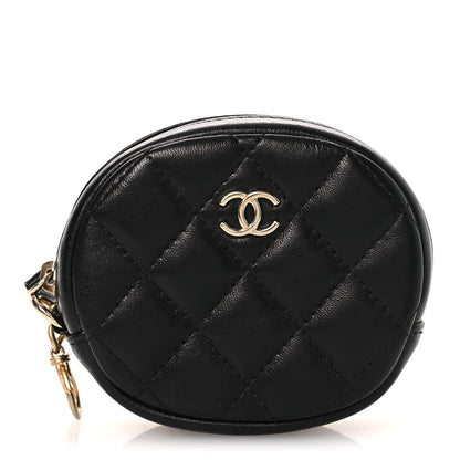 Chanel Lambskin Quilted Zip Around Classic Coin Purse Black 1 of 7