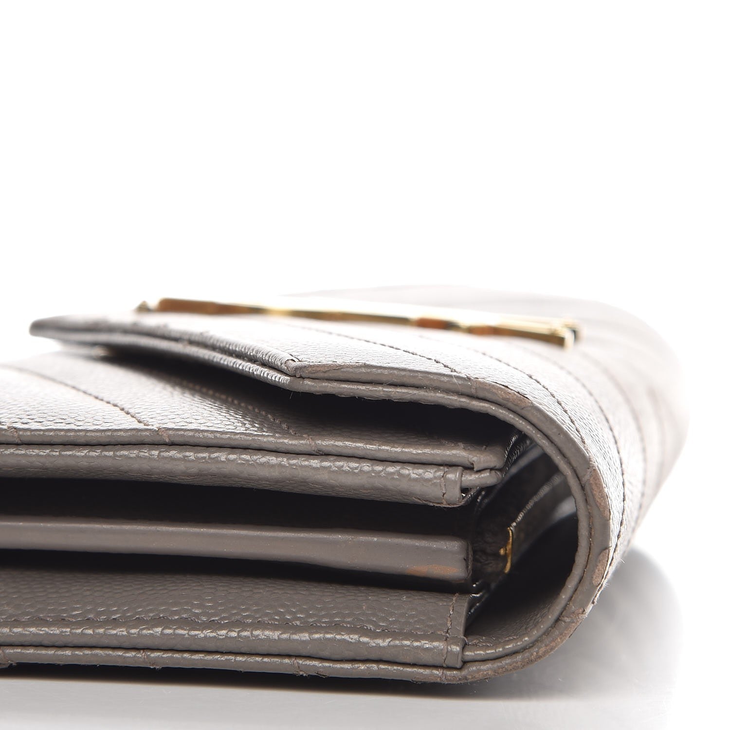 Saint Laurent Grain De Poudre Matelasse Monogram Flap Wallet Fog 10 of 12