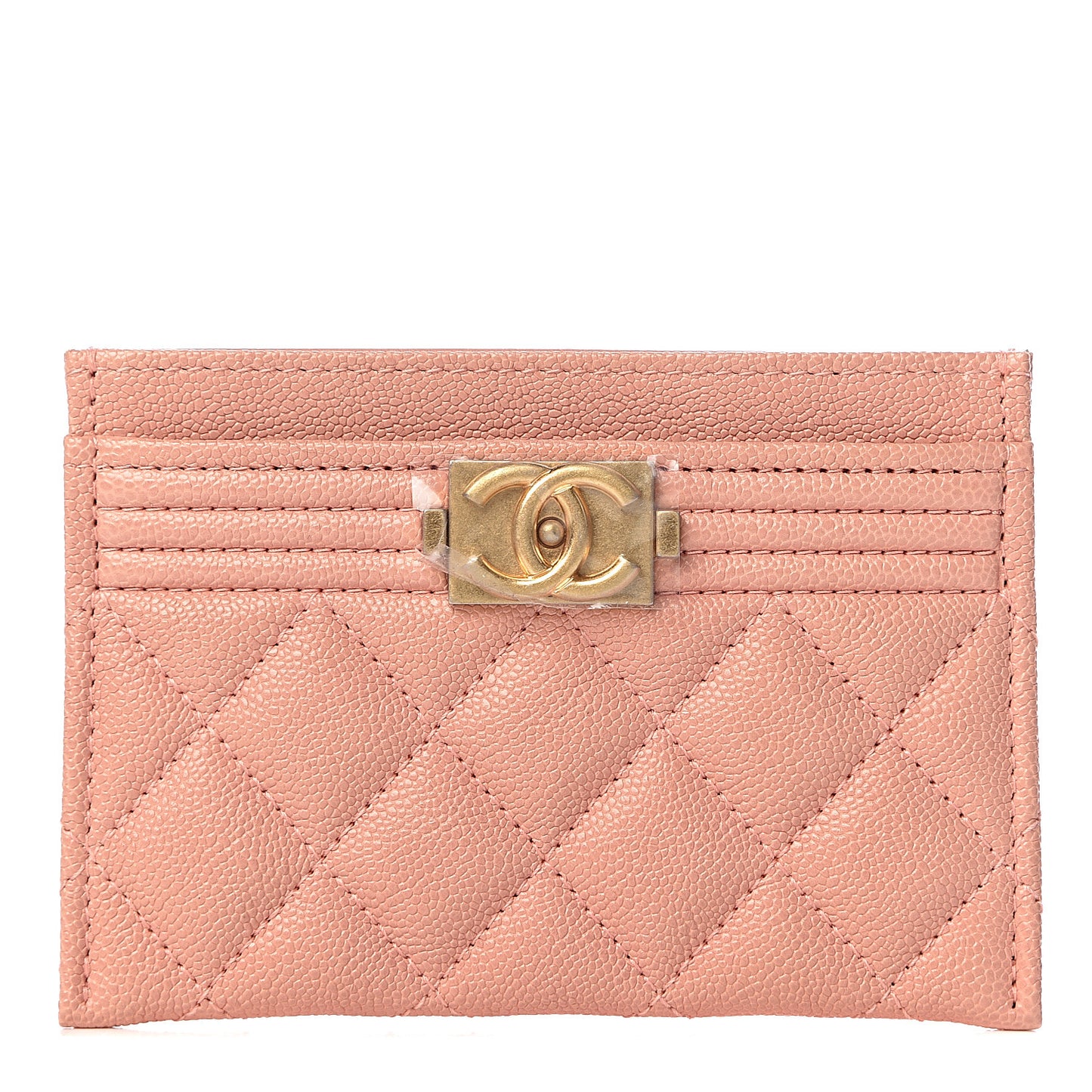 Caviar Quilted Boy Card Holder Light Pink
