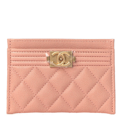 Chanel Caviar Quilted Boy Card Holder Light Pink 1 of 9