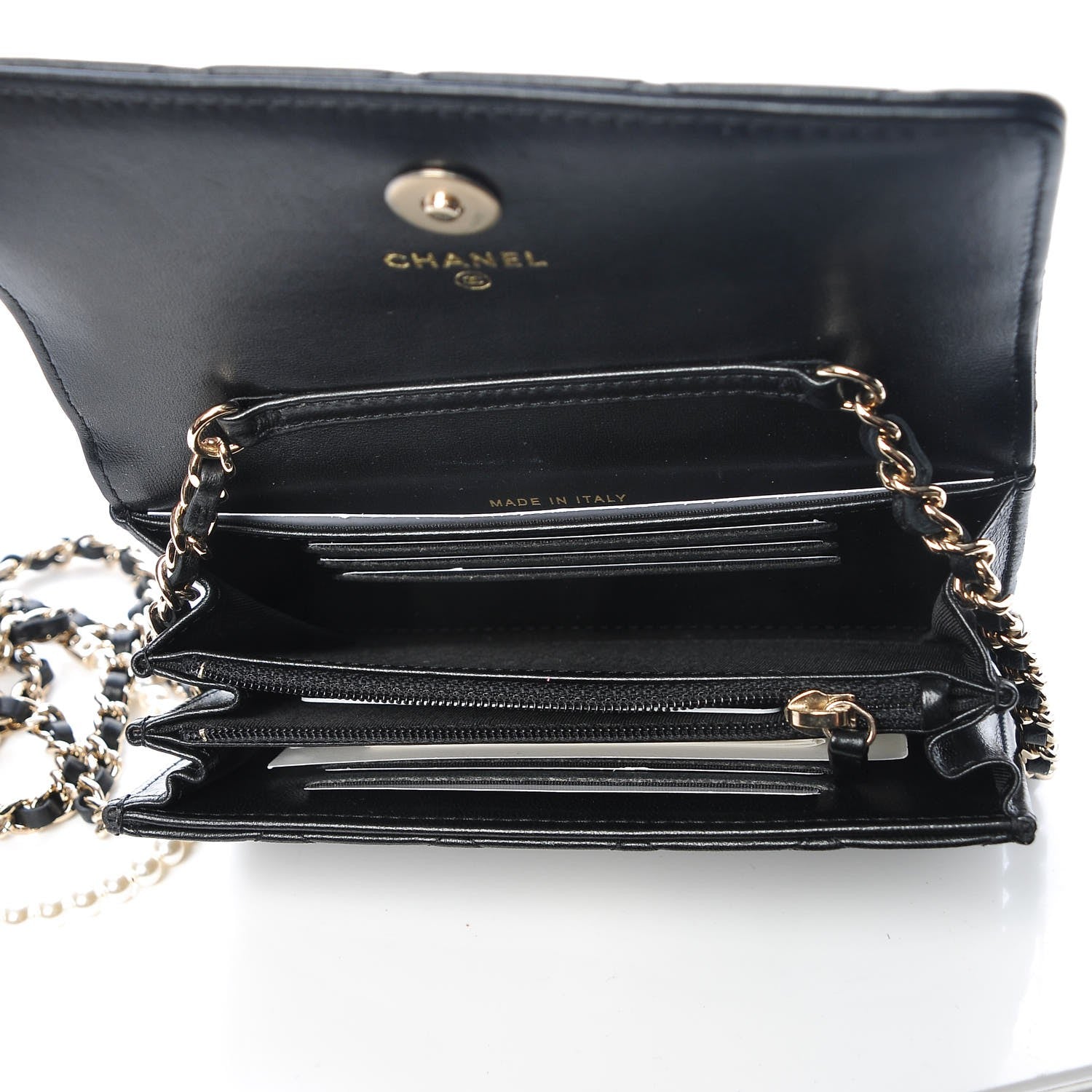 Chanel Lambskin Quilted Pearl Clutch With Chain Black 5 of 8
