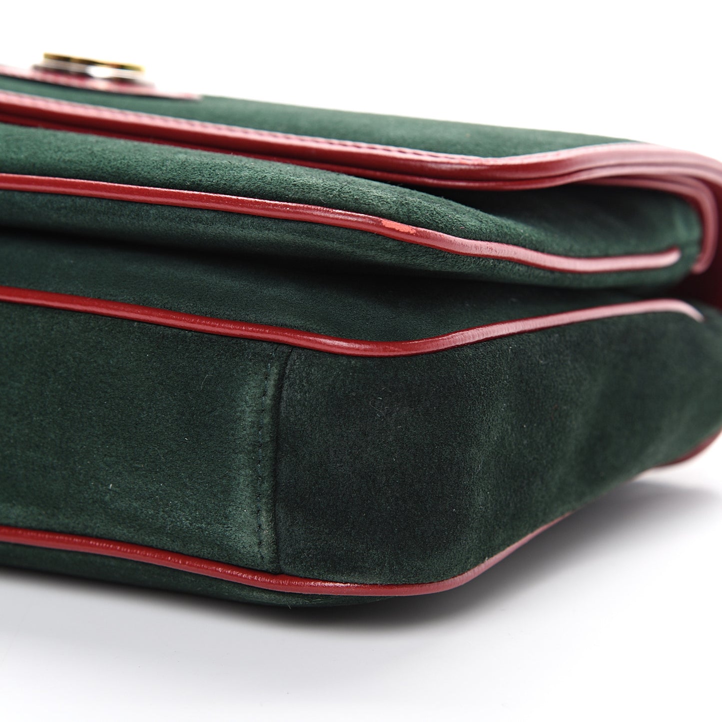 Suede Small Marina Chain Shoulder Bag Green Red