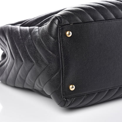 Chanel Caviar Chevron Quilted Coco Handle Shopping Tote Black 8 of 13