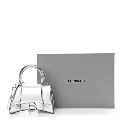 Balenciaga Metallic Textured Calfskin Hourglass Top Handle Bag XS Silver 10 of 10