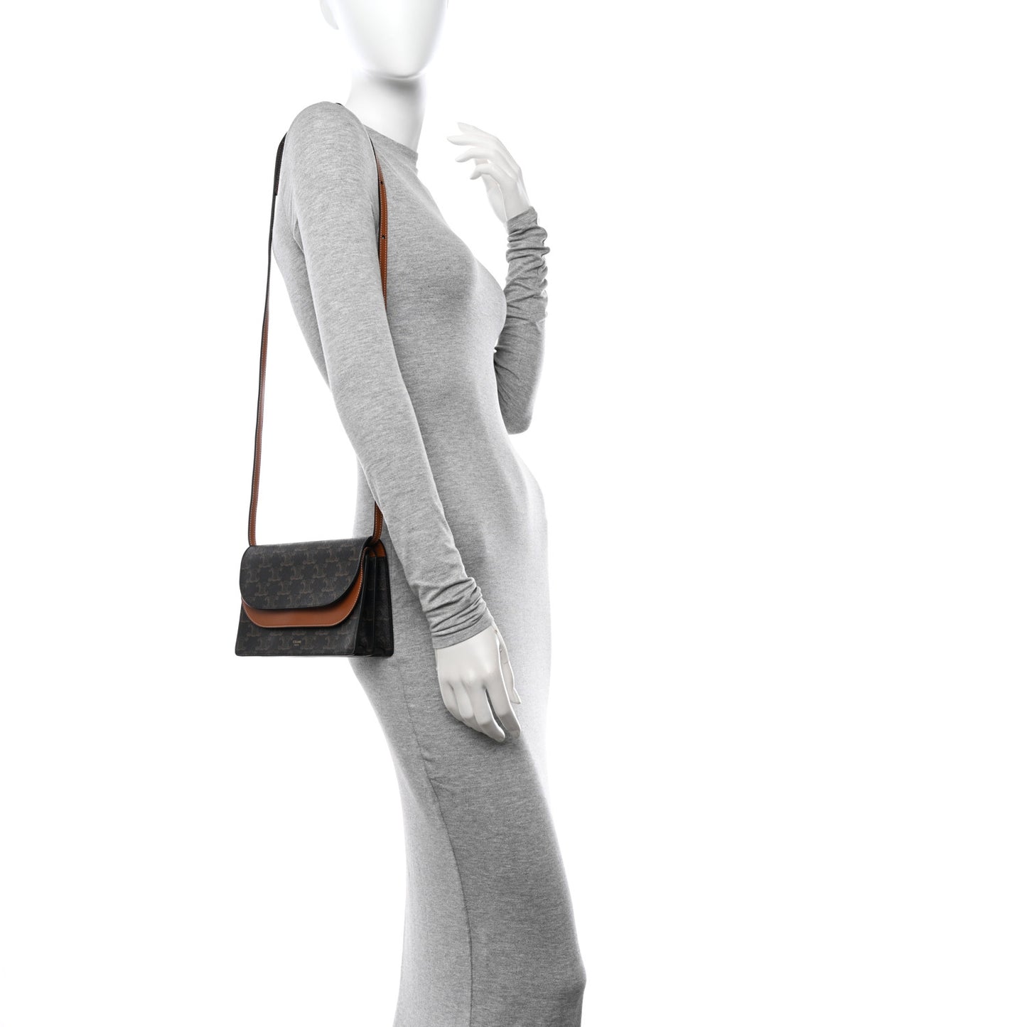 Triomphe Canvas Lambskin Wallet On Strap Tan