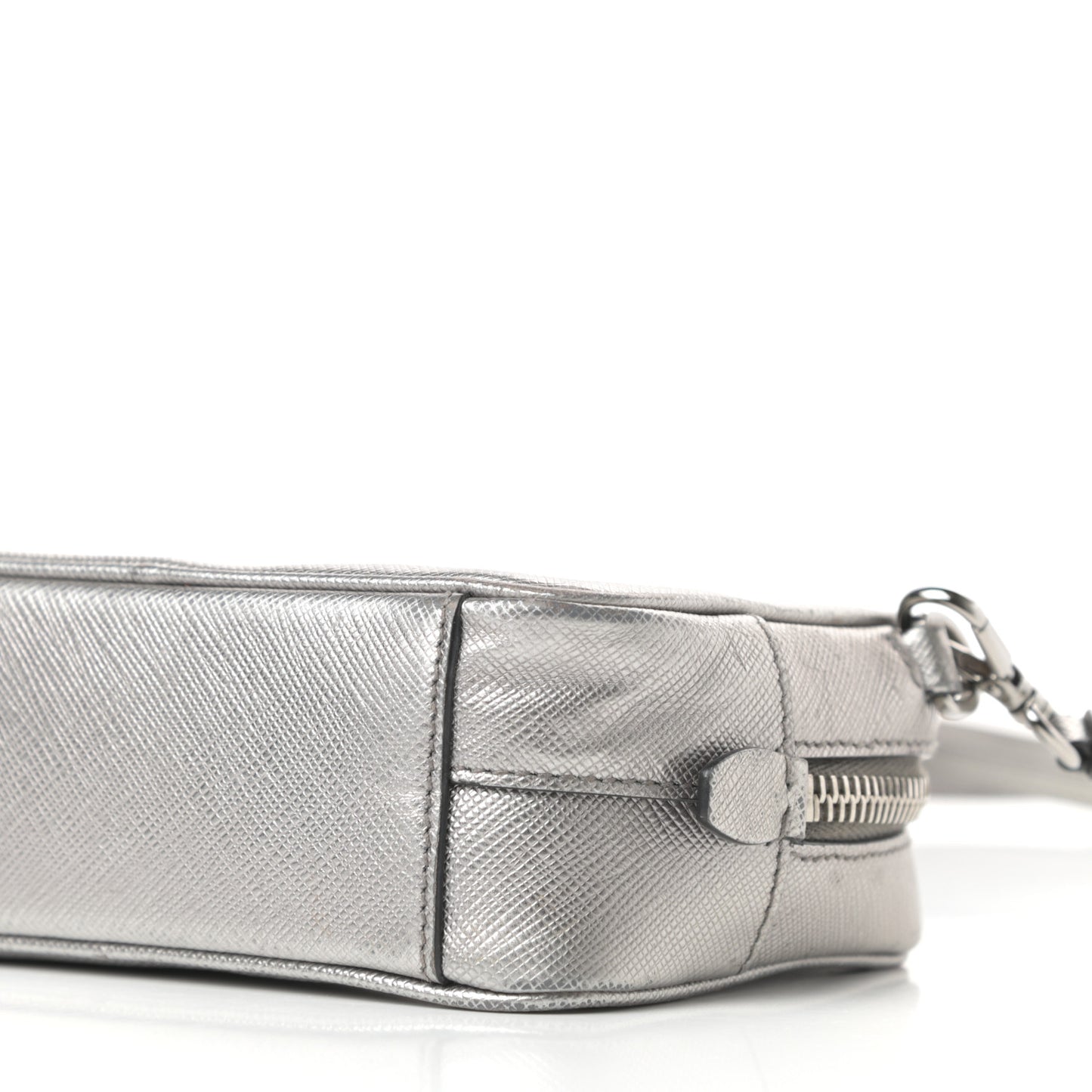Metallic Saffiano Lux Mini Camera Crossbody Bag Cromo