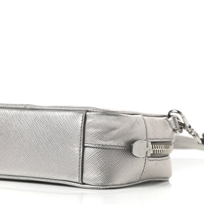 Prada Metallic Saffiano Lux Mini Camera Crossbody Bag Cromo 8 of 9