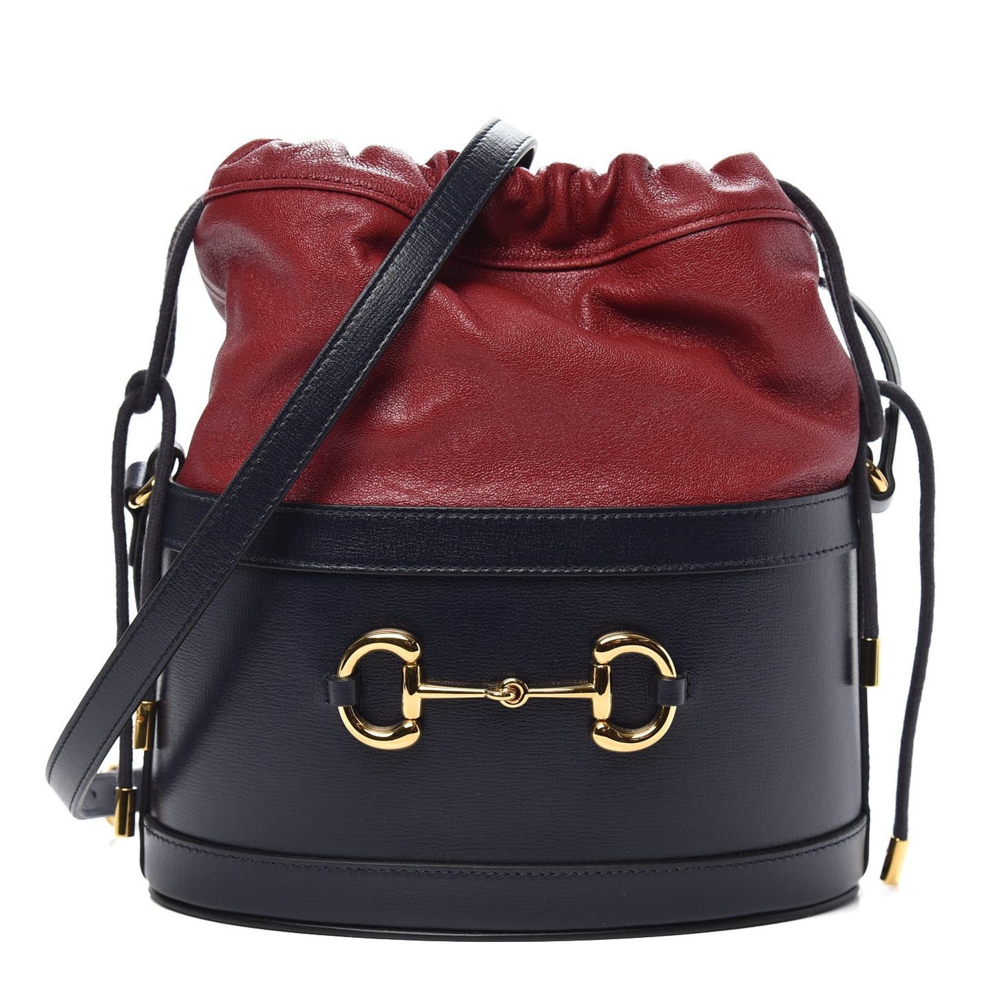 Azalea Sakai Be Green Calfskin Horsebit 1955 Drawstring Bucket Bag Blue New Cherry Red