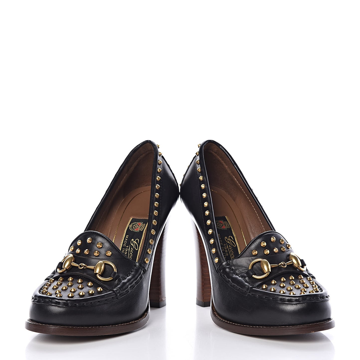 Calfskin Studded Horsebit Alyssa Pumps 36.5 Black