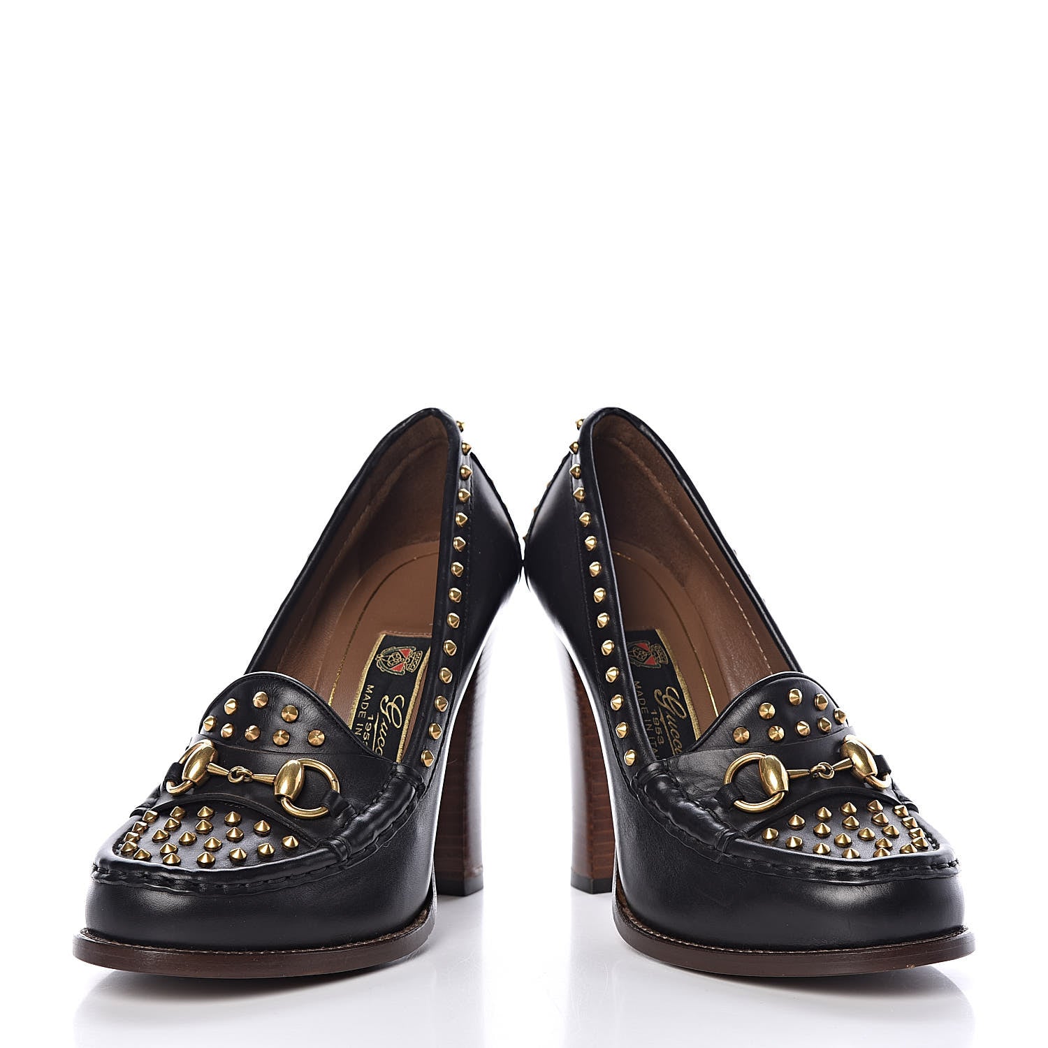 Gucci Calfskin Studded Horsebit Alyssa Pumps 36.5 Black 6 of 13