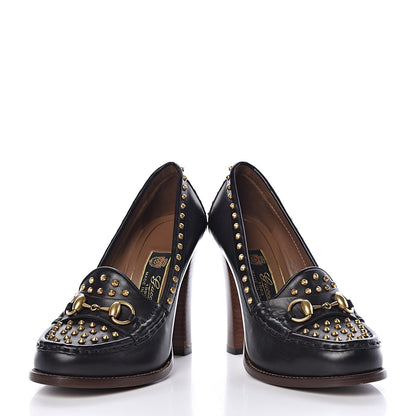 Gucci Calfskin Studded Horsebit Alyssa Pumps 36.5 Black 6 of 13