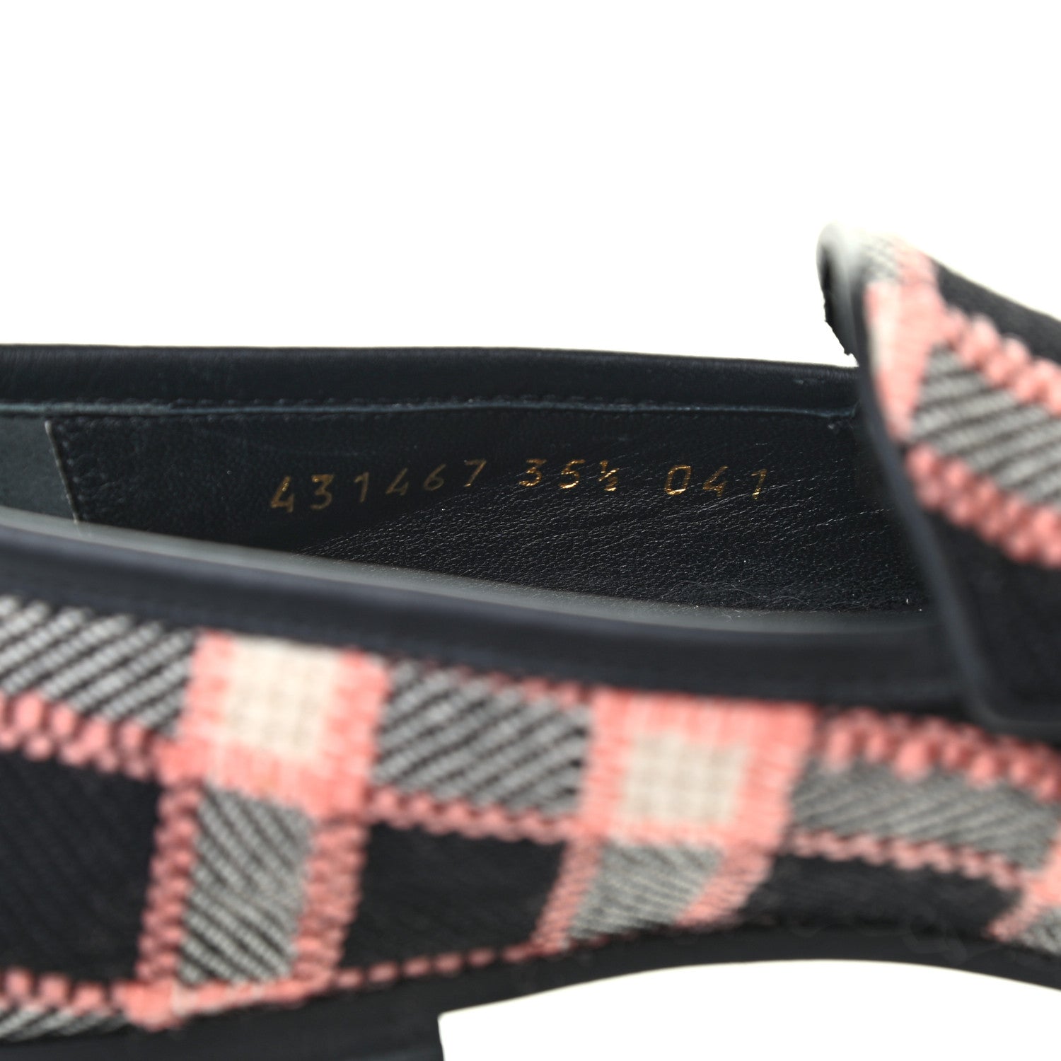 Gucci Tweed Check Horsebit Womens Jordaan Loafers 35.5 Black Pink Multicolor 8 of 8