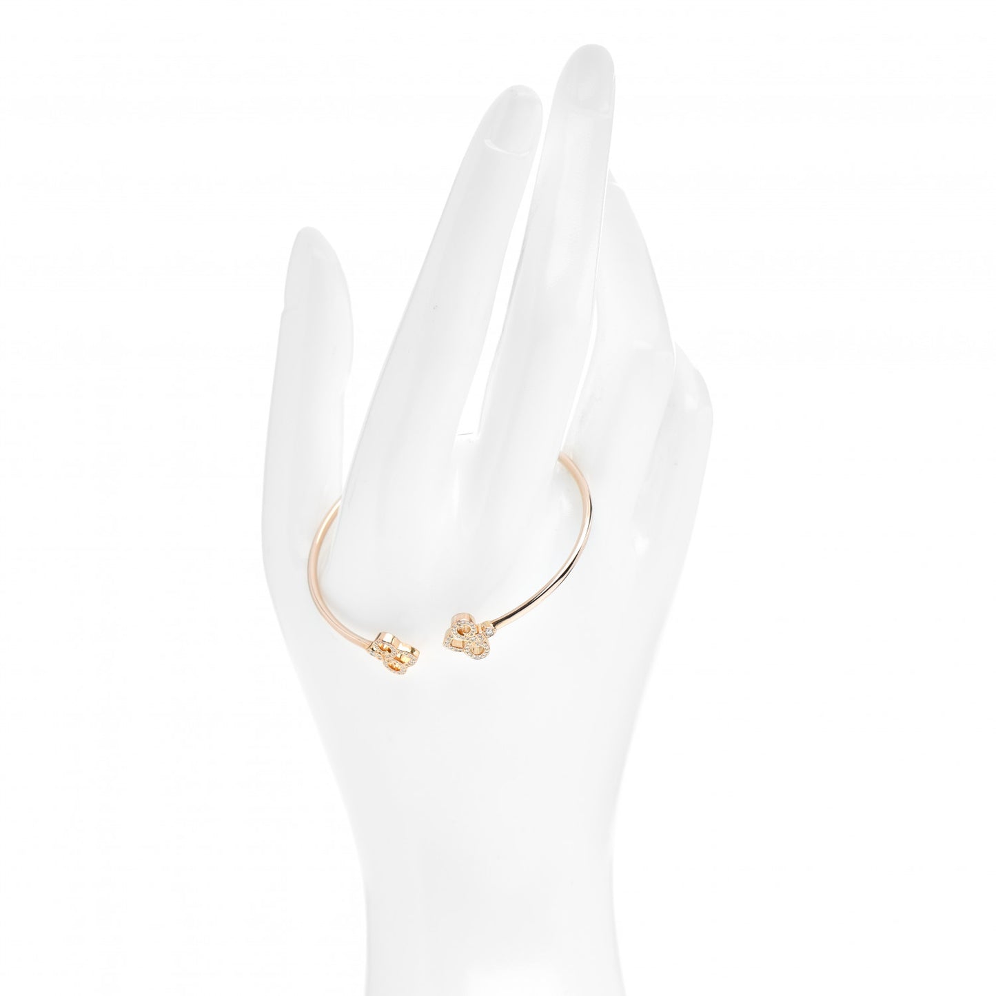 18K Rose Gold Diamond Fleur De Lis Wire Bracelet